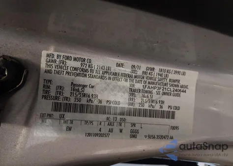 2012 Ford Focus Se из США, поврежденный, VIN 1FAHP3F21CL240644